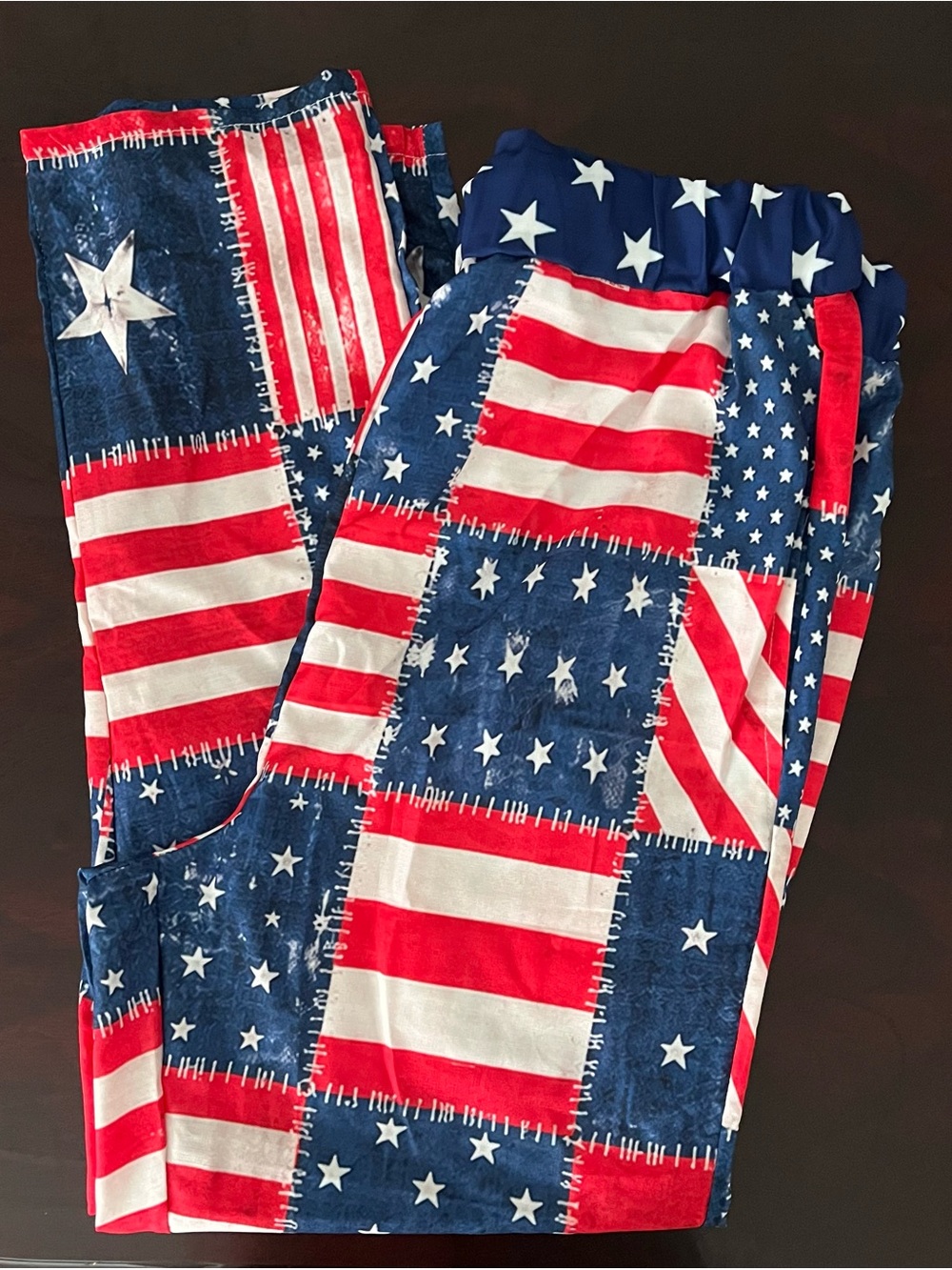 Kids Red, White & Blue Flag Patchwork Leggings